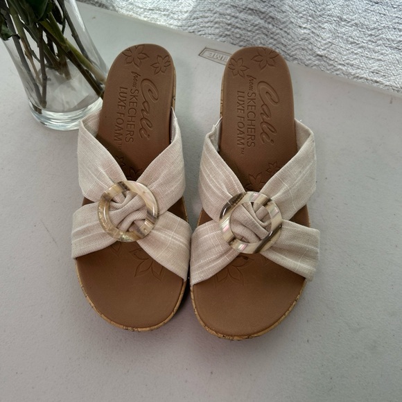 Skechers Shoes - Cali by Skechers Luxe Foam Women's beige and brown Sandal wedges size 10